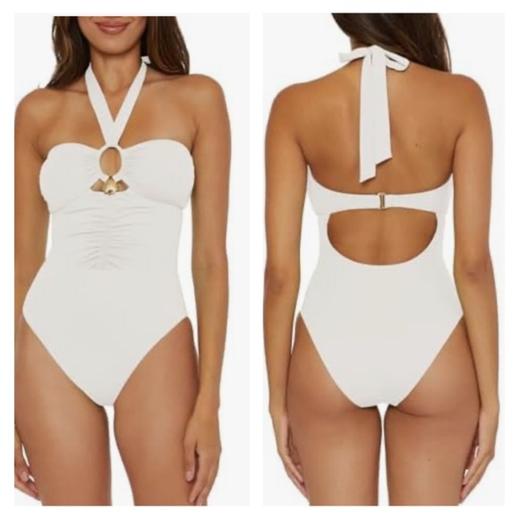 NWT Soluna White Halter One-Piece Swimsuit Small NEW - Picture 1 of 8